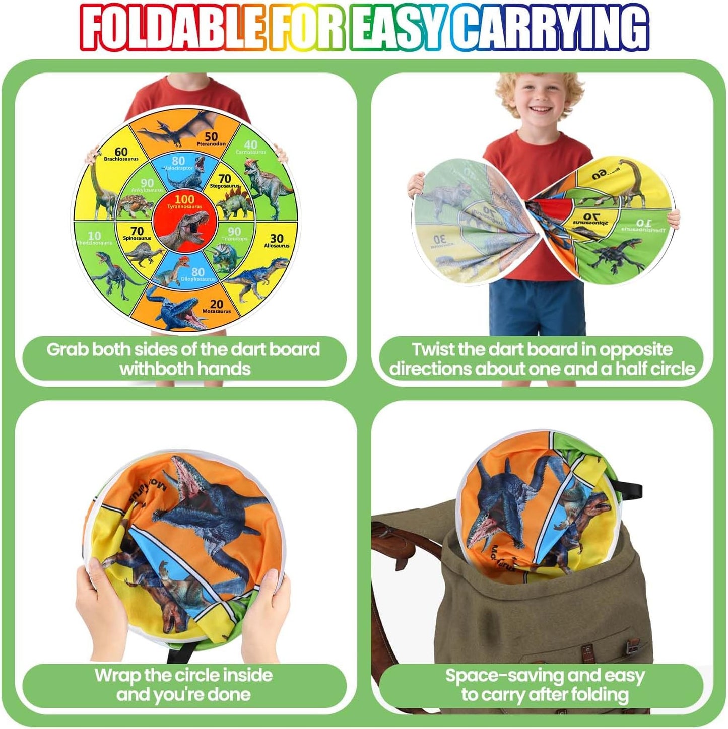 30 Inch LED Dart Board Kids Game,12PCS Sticky Balls,Indoor/Outdoor Sports Carnival Games Yard Party, Suitable for 3 4 5 6 7 8 9 10 Years Old Boys and Girls Birthday Gifts Dinosaur Toys