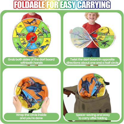 30 Inch LED Dart Board Kids Game,12PCS Sticky Balls,Indoor/Outdoor Sports Carnival Games Yard Party, Suitable for 3 4 5 6 7 8 9 10 Years Old Boys and Girls Birthday Gifts Dinosaur Toys