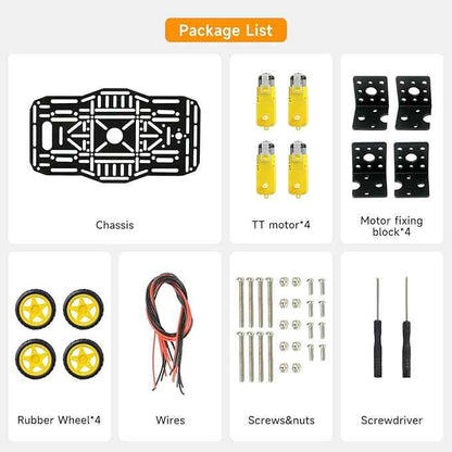 4WD Robot Car Chassis Kit for Arduino Raspberry Pi with Aluminum Alloy Chassis, TT Motor, 4 Wheels, Robot Car Platform for Robotics Projects, DIY Robot Chassis