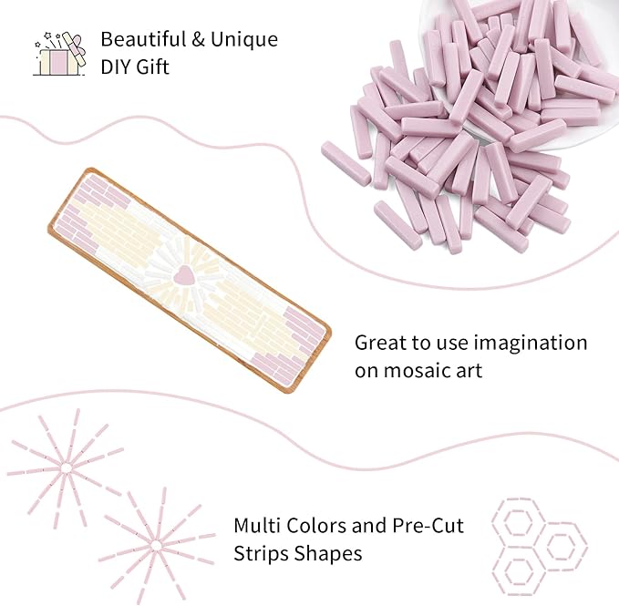 Youway Style Strips Mosaic Tiles for Crafts Bulk,150g Light Purple Mosaic Glass Pieces for Crafts DIY Spring Mosaic Art Decor,Mosaic Kit Supplies