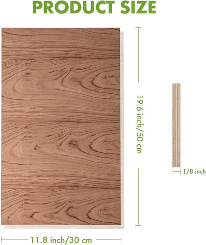 ROBOTIME 3mm Plywood for Laser Cutting, 6 Pcs Bubinga 1/8 Plywood Sheets, Crafting Wood for DIY Projects, Thin Bubinga Wood Sheets Laser Engraving Material, 12"x20"