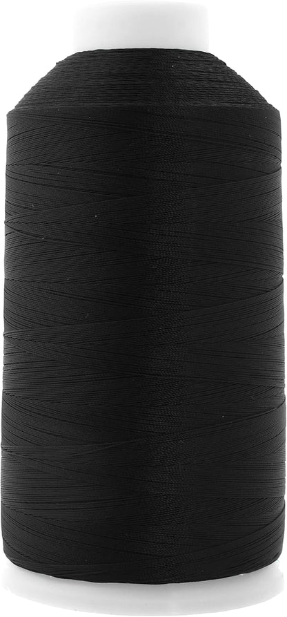 Mandala Crafts Bonded Nylon Thread Black Heavy Duty Sewing Threads - 415 YDs Size 346 210D T350 Tex 350 Thread for Leather Jeans Weaving Outdoor Marine Upholstery Threads