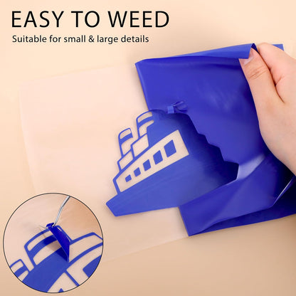 RENLITONG Blue Iron on Vinyl 12Inch by 50ft Roll HTV Heat Transfer Vinyl for T-Shirt HTV Rolls for All Cutter Machine - Easy to Cut & Weed for Heat Transfer Design