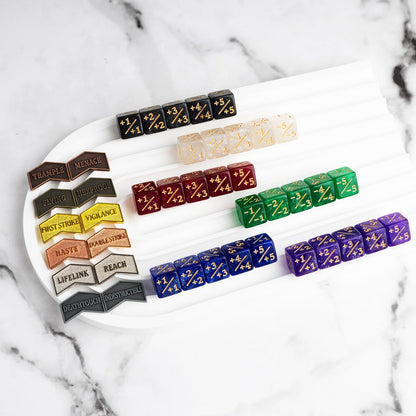 42 Pieces MTG Dice Counters 12mm Abilities Keywords Reversible Metal Tokens Counter Dice Set for MTG TCG Magic Card Games Accessories