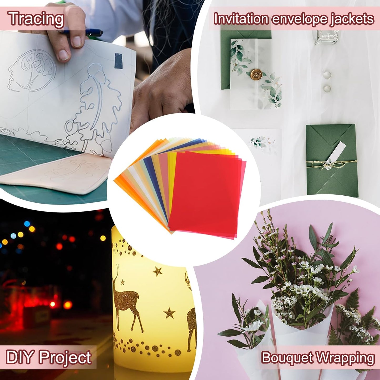 PATIKIL 30 Sheets Vellum Paper 4.25x5.5, Vellum Paper Printable Translucent Paper 100GSM Colored for Invitations Laser InkJet Printing Card Making Crafting Wedding Tracing, Light Gold