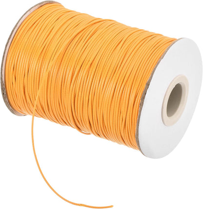 MECCANIXITY Waxed Cord 1mm Waxed Polyester Cord 175 Yard Wax String for Bracelet Making,Necklaces, Beading,Jewelry Making and DIY Crafts(Yellow)
