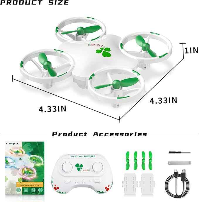 Clover Drone for Kids – Beginner-Friendly LED Quadcopter with Dual Modular Batteries, Easy to Fly, Altitude Hold, One-Key Takeoff, 360 Flips – Gift for Boys & Girls Age 6+