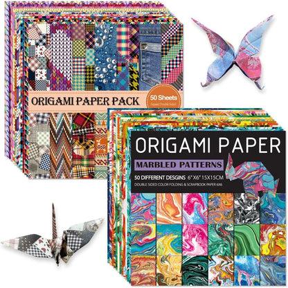 Origami Paper Kit Dobule Sided 100 Sheets 100 Colors 6 Inch Japanese Chiyo Square Easy Fold Arts Crafts DIY Handwork Origami Papers Beginner Cloth Rock Color - Crafty Corner