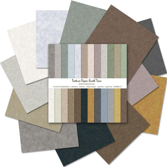 Scrapbook Paper 12x12 Solid Colors, 24 Sheets Earth Tones Crafting Papers, Double-Sided Patterned Decorative Paper Assorted Colors for Origami Classroom Crafting Projects (Earth Tone, 12x12 in) - Crafty Corner