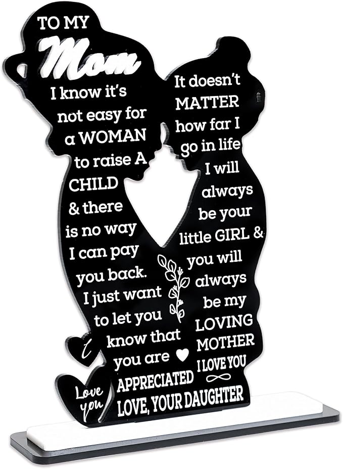 Mom Gift from Daughter Acrylic Plaque – Mother Daughter Gift, Mothers Day Gifts for Mom, Best Presents for Moms, Best mom Ever Gifts, Mothers Day Decor for Mother's Day