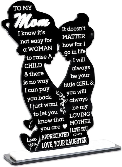 Mom Gift from Daughter Acrylic Plaque – Mother Daughter Gift, Mothers Day Gifts for Mom, Best Presents for Moms, Best mom Ever Gifts, Mothers Day Decor for Mother's Day