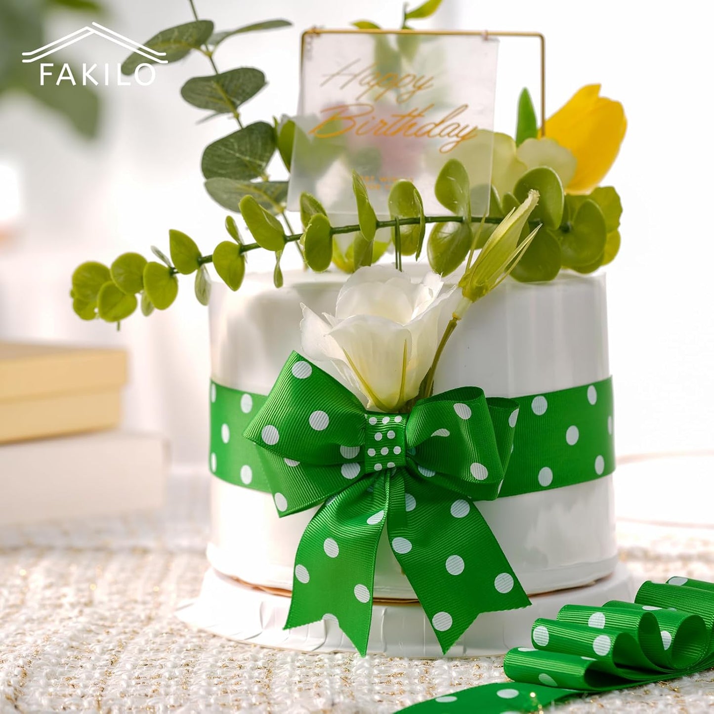 Polka Dot Grosgrain Ribbon 1.5 Inch, 25 Yards Spool Green and White Polka Dot Ribbon for Christmas Gift Wrapping DIY Crafts Hair Bows Wedding Party Decor Sewing and Home Decoration - Crafty Corner