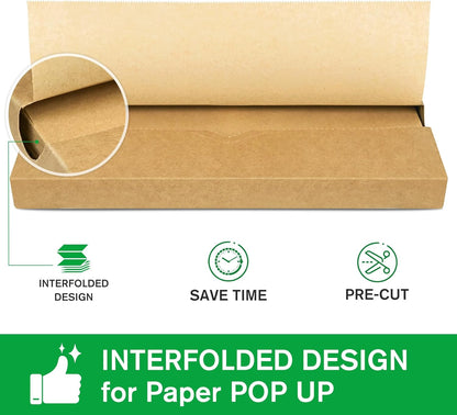 Precut POP UP Deli Paper Sheet Pack of 200, Interfolded Heavy Paper for Food Wrap and Serving (12" x 10-1/2", Kraft）