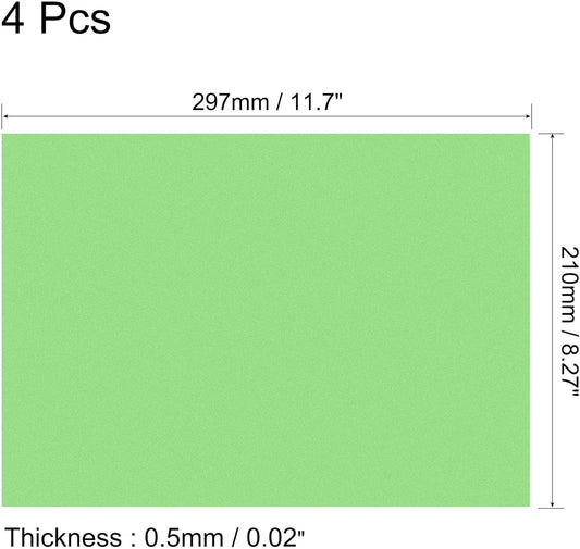 uxcell 4Pcs A4 Gel Light Lighting Filter Overlay Transparent Color Correction Plastic Vinyl PVC Sheets Photography Television Matte Green,0.5mm