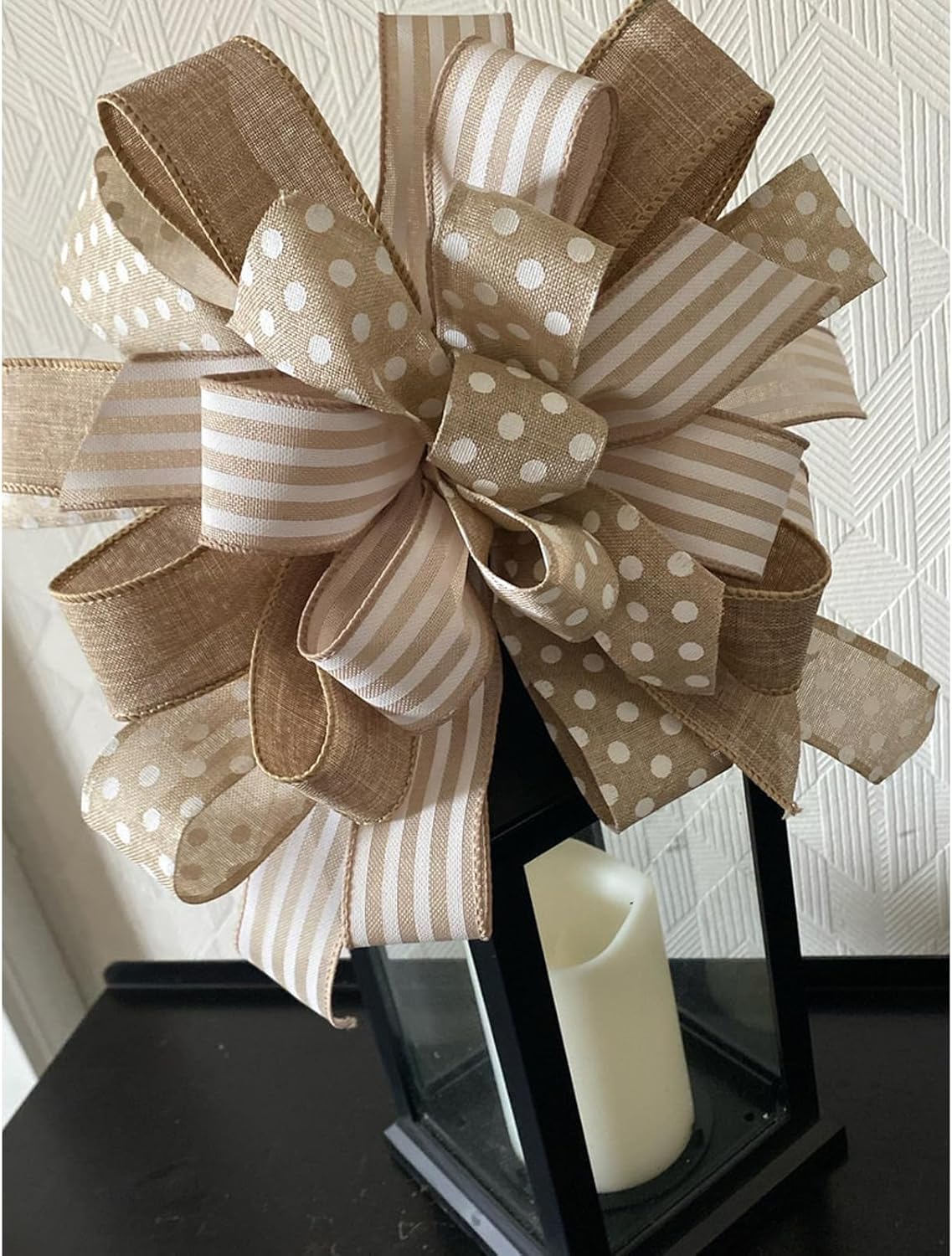 Burlap Ribbon Wired, Farmhouse Rustic White Stripe Ribbon for Gifts Wrapping DIY Crafts Floral Bows Wreath Making Party Supplies Holiday Home Decoration, 2.5 Inch x 10 Yards - Crafty Corner