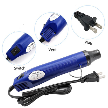 Mini Heat Gun, Portable Hot Air Gun Tool for DIY Crafts Heat Shrink Gun for Epoxy Resin, Embossing, Shrinking Wrapping Drying Paint Removing Stickers (Blue) - Crafty Corner