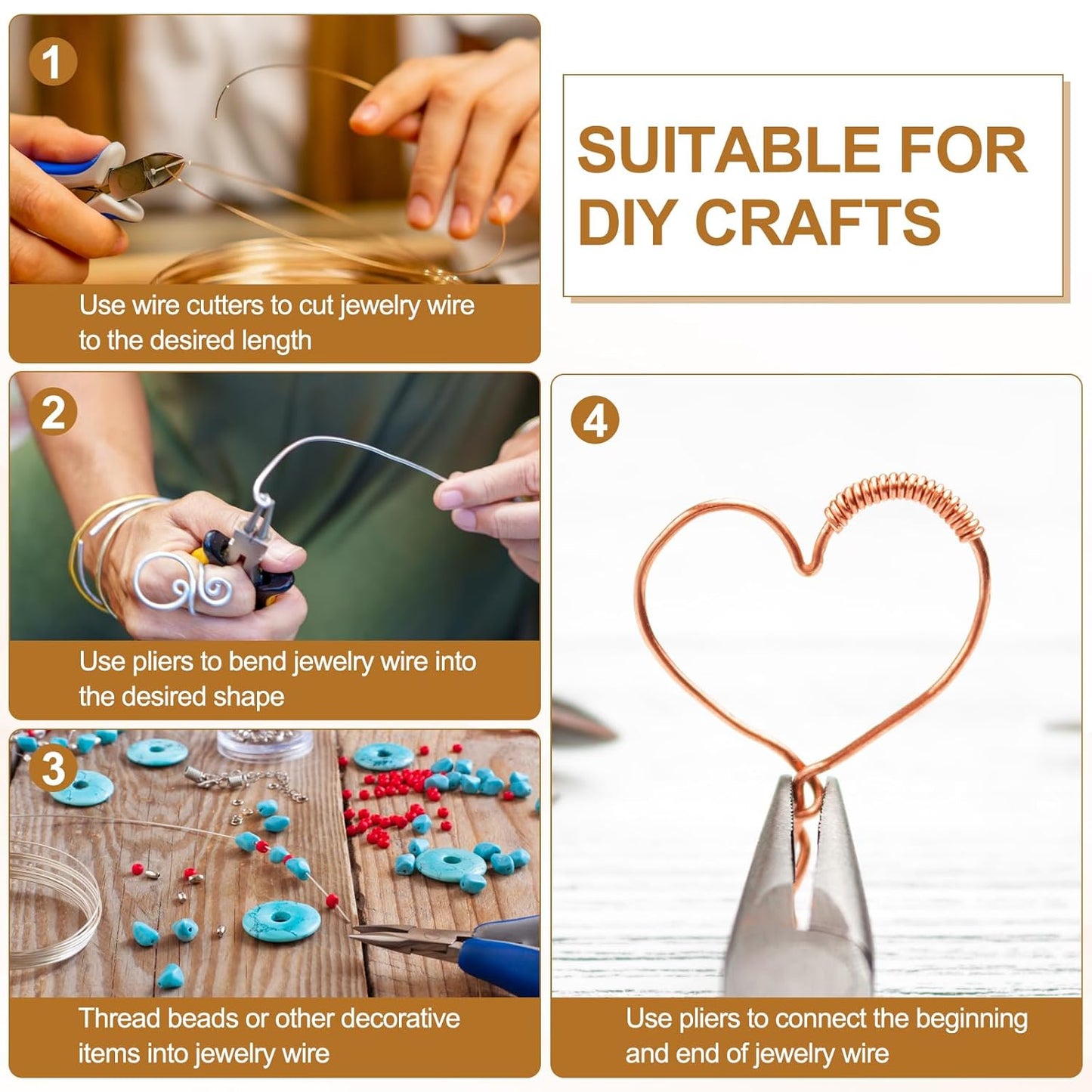 PATIKIL 28 Guage/ 0.3 mm 328 Feet Jewelry Craft Wire, 2 Pcs Copper Beading Wire with Plier for Beading Jewelry Making Supplies Earrings Bracelets Accessories Sculptures, Gold