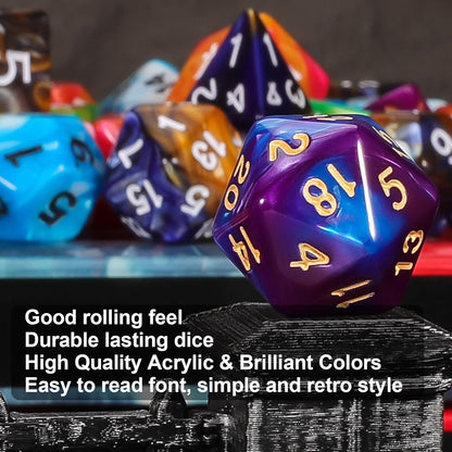 QMay DND Dice - 42pcs Polyhedral Dice, 6 Set Complete Double-Colors D&D Dice Sets with 6 Blue Drawstring Bags for Dungeons and Dragons RPG MTG Table Games