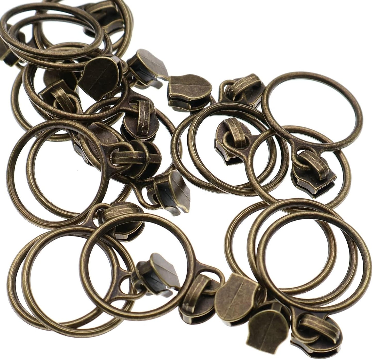 Leekayer #5 Antique Brass Metallic Nylon Coil Zippers by The Yard Bulk 10 Yards White Zipper Tape with 25pcs Antique Brass Ring Pull Sliders for DIY Sewing Tailor Craft Bag(White)