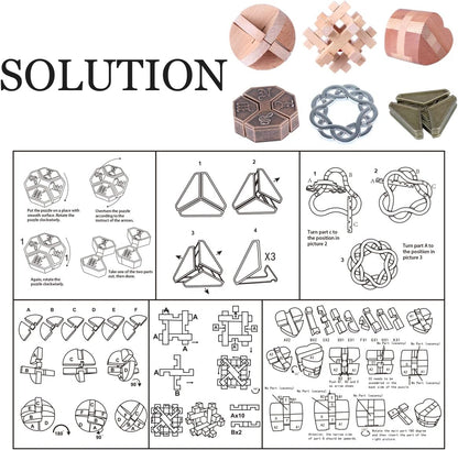 Brain Teaser Puzzle for Adults Puzzles Metal Hole Lock Adult Educational Toy Jigsaw IQ Puzzle（6 Pack） (Bronze)