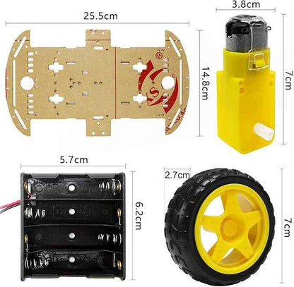 YIKESHU DIY 4WD Smart Robot Chassis Kit, Robot Smart Car with Speed Encoder Battery Box 4 Wheels Robotics Kit for Adults (4WD Robot Car)