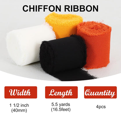 TONIFUL 4 Rolls Black & Orange Chiffon Ribbon 1 1/2 inch× 5.5 Yards Ribbon Fabric Silk Ribbon for Gift Wrapping Wedding Party Decoration Flower Bouquet Wrapping Bows Making DIY Crafts - Crafty Corner
