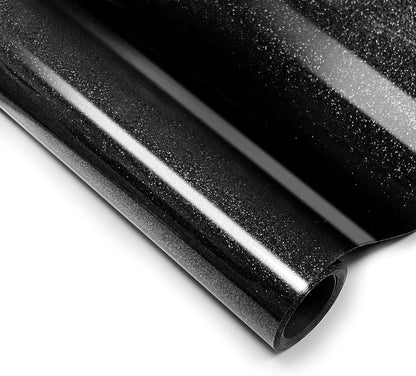 Black Glitter HTV Heat Transfer Vinyl, 12" x 5ft lron on Vinyl, for T-Shirt Ironing, Vinyl HTV Easy to Cut and Weed, The Best Choice for DIY Creativity. (Black, 12" x5ft)