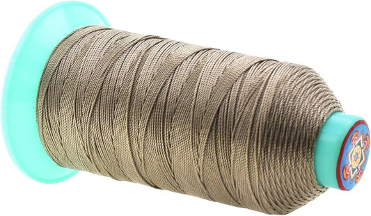 Mandala Crafts Bonded Nylon Thread Dark Beige Heavy Duty Sewing Threads - 415 YDs Size 346 210D T350 Tex 350 Thread for Leather Jeans Weaving Outdoor Marine Upholstery Threads