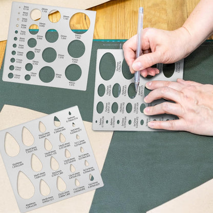 3PCS Metal Stencils Ellipse Teardrop Circle Template for Drafting Round Stencil Jewelry Making Templates Art Oval Tool Metal Geometric Stencil for Office and DIY Bracelets Earrings