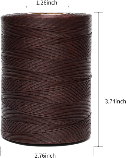 Waxed Thread,852Yards 150D 0.8mm Flat Polyester Wax Thread for Hand Sewing Leather Craft DIY Projects Shoes Repair Book Binding(Deep Brown)