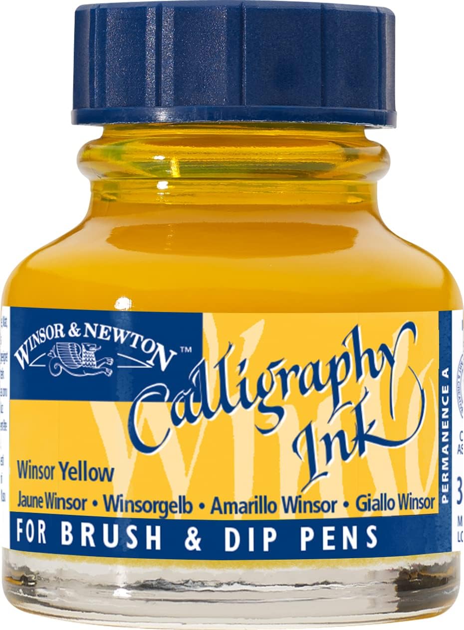 Winsor & Newton Calligraphy Ink, 30ml (1-oz) Bottle, Winsor Yellow - Crafty Corner