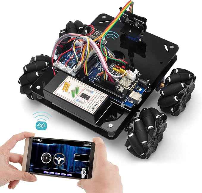 OSOYOO Omni-directinal Mecanum Wheels Robotic Car Kit for Arduino Mega2560 Metal Chassis DC Motor DIY STEM Remote Controlled Educational Mechanical DIY Coding for Teens Adult