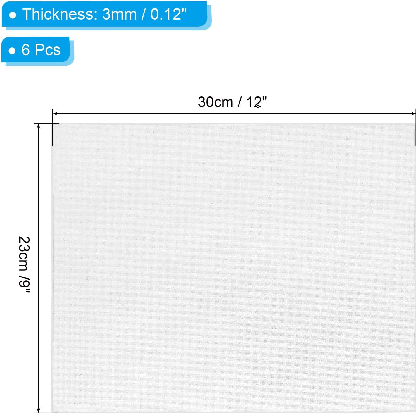 PATIKIL 9x12 Canvas Boards for Painting, 6 Pack 100% Cotton Square Triple Primed Stretched Blank Art Canvas Panel Bulk Thin for Acrylic, Oil, Tempera Paints, White