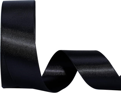 LaRibbons Black Satin Ribbon 1 1/2 Inch 50 Yards Double Faced Red Silk Ribbon for Flower Bouquet Crafts Gift Wrapping Bow Christmas Decoration - Crafty Corner