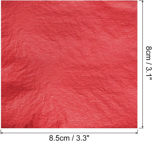 MECCANIXITY Gold Leaf Foil Sheet, Red Leaf Papers, 3.3 x 3.1inch for Art Decoration, Sculptures, Painting, Pack of 100