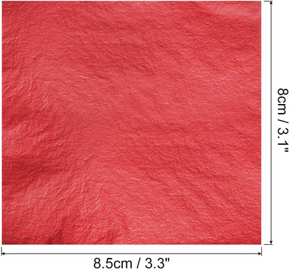 MECCANIXITY Gold Leaf Foil Sheet, Red Leaf Papers, 3.3 x 3.1inch for Art Decoration, Sculptures, Painting, Pack of 100