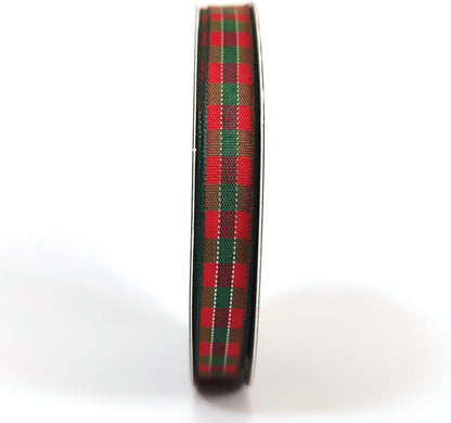 Micomon X'Mas Gingham Ribbon Green Red Metallic Gingham Ribbon 25 Yards Each Roll 100% Polyester (3/8",RedGreenGold) - Crafty Corner