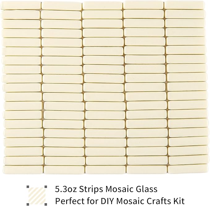 Youway Style Stick Mosaic Tiles for Crafts Bulk,150g Off White Strips Shapes Mosaic Glass Pieces for Crafts DIY Spring Mosaic Art Decor,Mosaic Kit Supplies