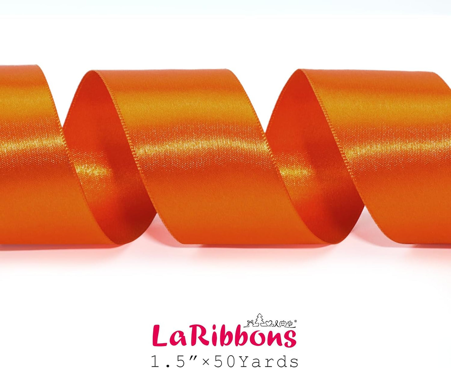 LaRibbons Orange Satin Ribbon 1 1/2 Inch 50 Yards Luxury Double Faced Russet Orange Silk Ribbon for Flower Bouquet Crafts Gift Wrapping Wedding Fall Decoration - Crafty Corner