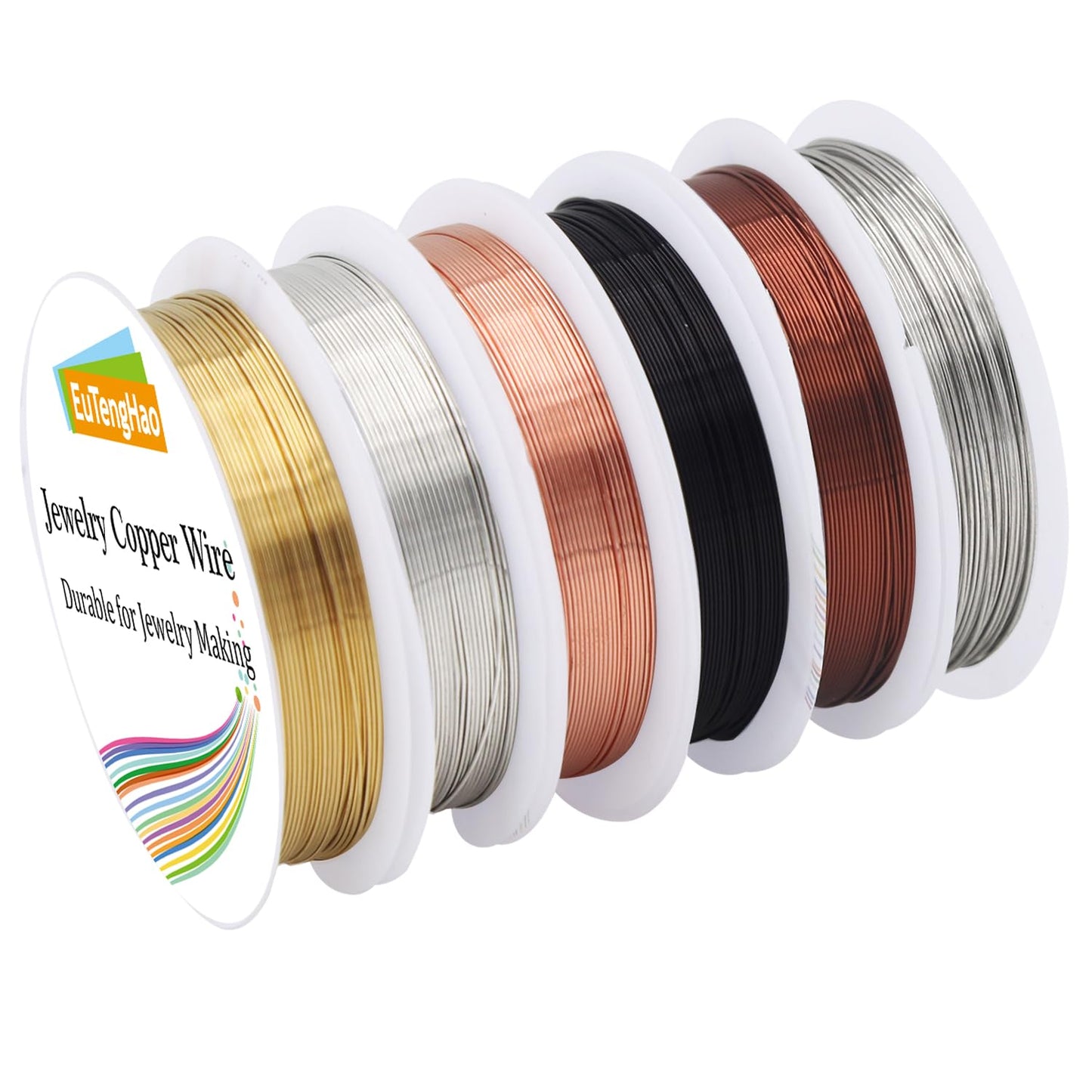 EuTengHao 6 Colors Jewelry Copper Wire Jewelry Beading Wire for Bracelet Necklaces Craft Jewelry Making Supplies (66 Yards,24 Gauge) - Crafty Corner