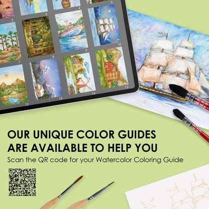 Grabie Watercolor Coloring Book, 15 Sheets A5 (8.3 x 5.8),Watercolor Book for Adults: Ignite Your Artistic Expression on 100% Cotton Paper (Land-Scape) - Crafty Corner