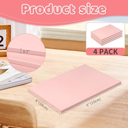 4 Pack 4"x6" Pale Pink Rubber Stamp Carving Blocks, Rubber Carved Brick for Stamp Soft Rubber Crafts and DIY Craft Project