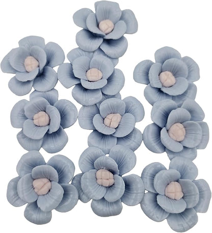 10 PCS 3D Flower Ceramics Mosaic Tiles,DIY Making Creative Ceramic Mosaic Tiles for DIY Craft Plates Flowerpots Vases Cups Mosaic Making Supplies (3D Blue Flower)
