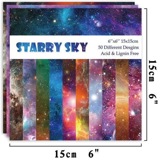 Origami Paper Kit 50 Sheets 70GSM 6 Inch Square Double Sided Color 50 Vivid Japanese Washi Chiyo Colors for Hand Crafts Origami Paper Arts Creativity.Galaxy - Crafty Corner