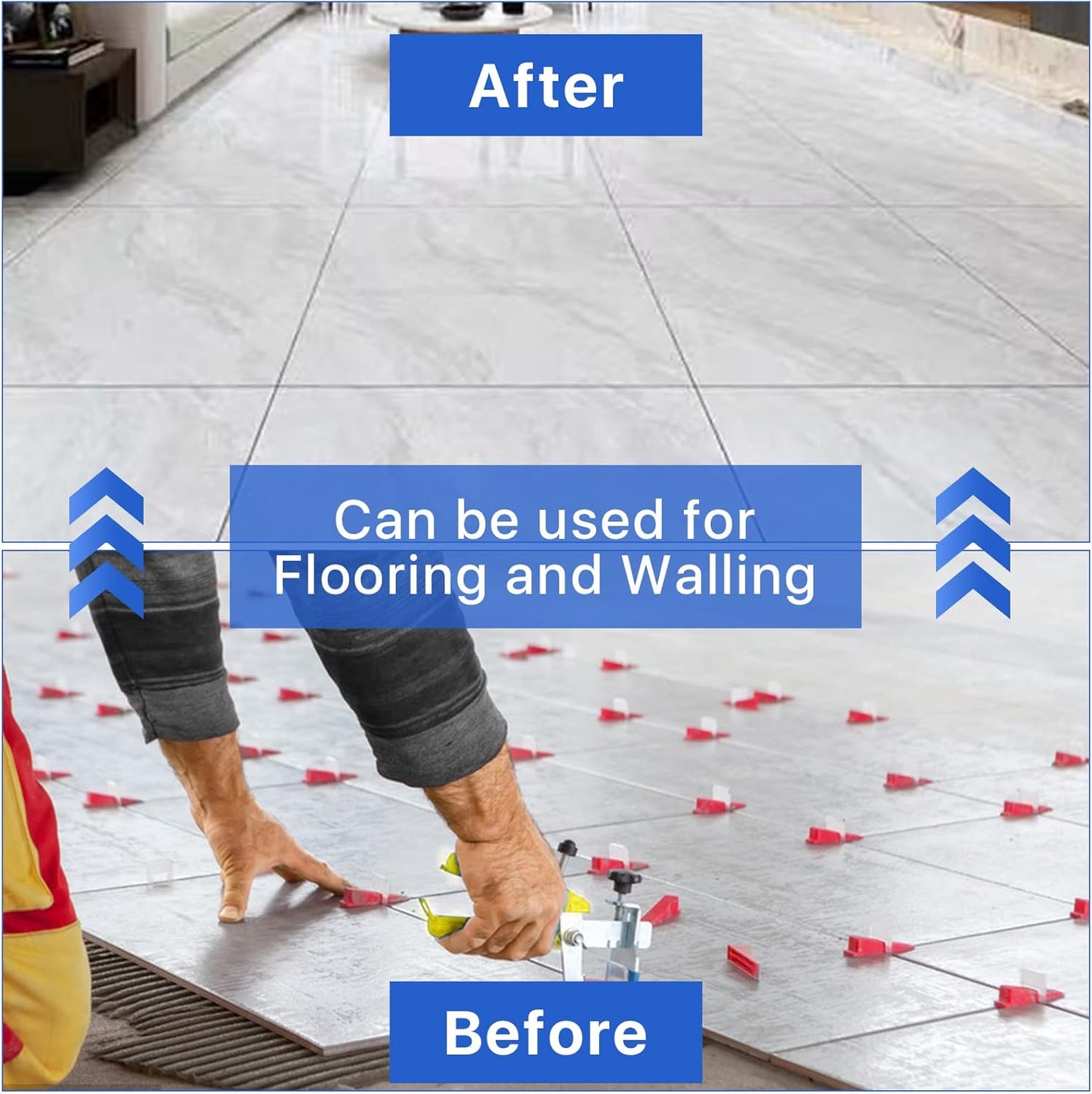 Tile Leveling System Clips Spacers Tile Leveler Clips DIY Tile Leveler Spacers 2100 Pcs 1/16" (1.5mm) for Professional Ceramic Tile and Stone Installation (2100 1/16")