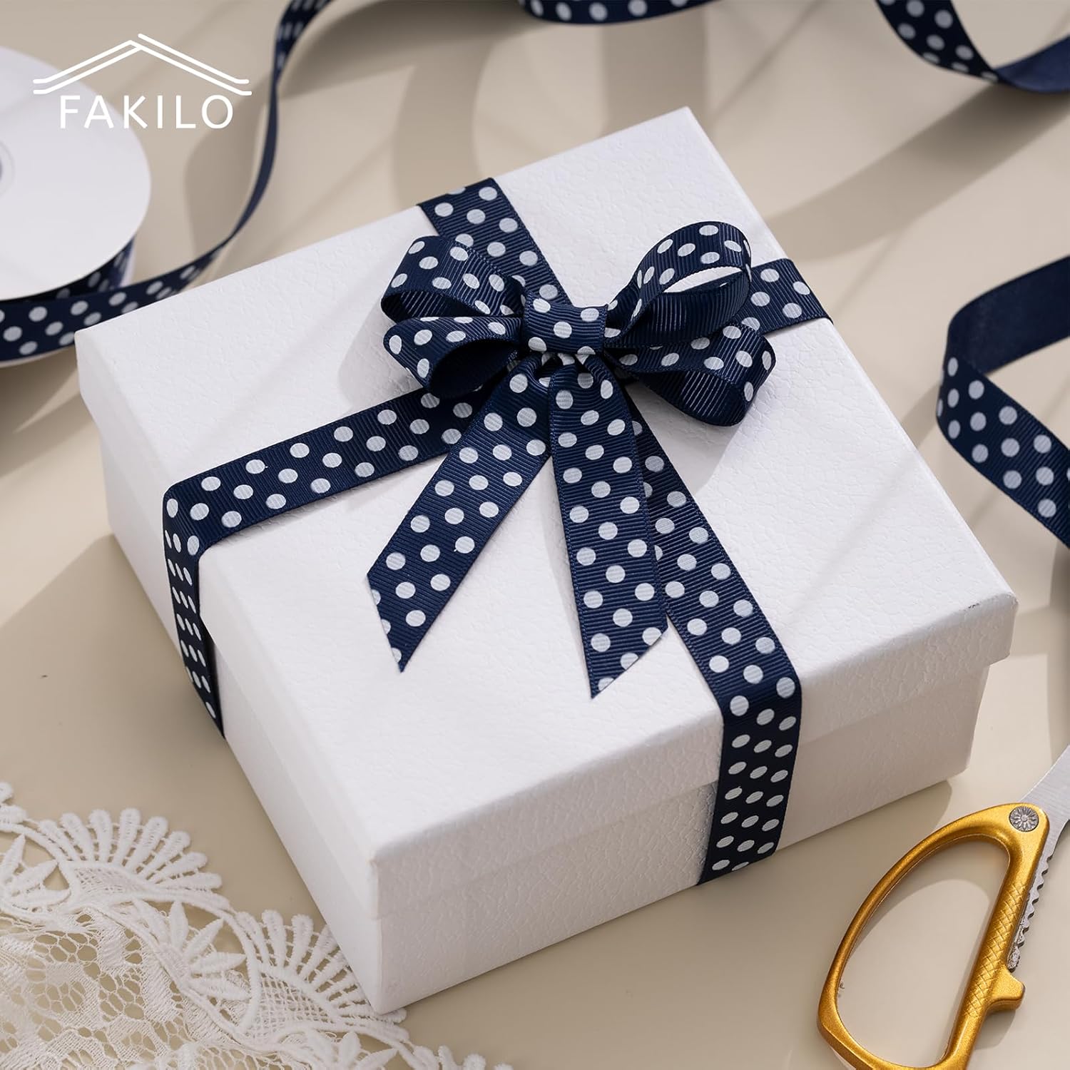 Polka Dot Grosgrain Ribbon 3/4 Inch, 25 Yards Spool Navy Blue and White Dot Craft Ribbon for Christmas Gift Wrapping DIY Crafts Hair Bows Wedding Party Decor Sewing and Home Decoration - Crafty Corner