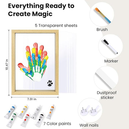 Omrhvi Family Handprint Kit, DIY Craft Keepsake, Hand Print Photo Frame, Family Gifts for New Mom, New Baby, New Parents, Grandparents, Mother's Day, Father's Day, Adoption Day, Anniversary