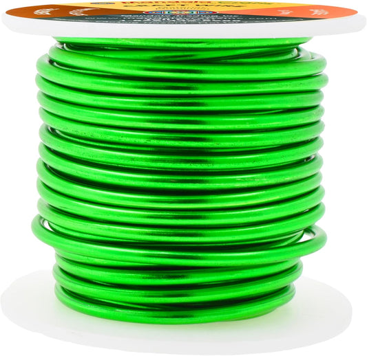 Mandala Crafts 8 Gauge Anodized Aluminum Craft Wire for Jewelry Making - 32 FT Colored Flexible Kelly Green Wire - Bendable for Bonsai Armature Crafting Sculpting - Crafty Corner