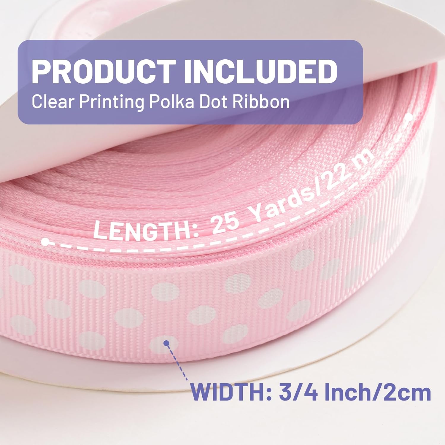 Polka Dot Grosgrain Ribbon 3/4 Inch, 25 Yards Spool Pink and White Dot Craft Ribbon for Christmas Gift Wrapping DIY Crafts Hair Bows Wedding Party Decor Sewing and Home Decoration - Crafty Corner
