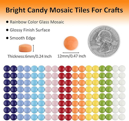 Artspac Round Glass Mosaic Tiles for Crafts Bulk, 200g Mosaic Glass Pieces,Stained Mosaic Craft Supplies for Garden Christmas Ornaments,Mosaic DIY Art Kit